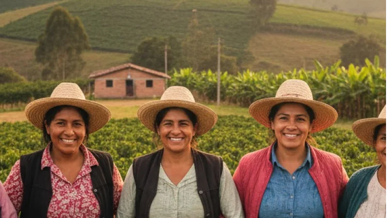 Mujeres rurales emprendedoras sonriendo